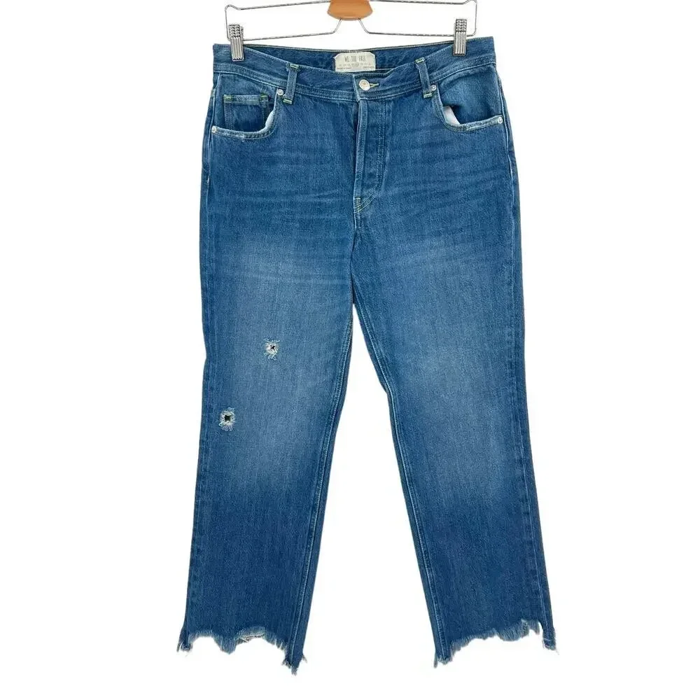 Free‎ People Maggie Straight Jeans Sequoia Blue Denim Size 28